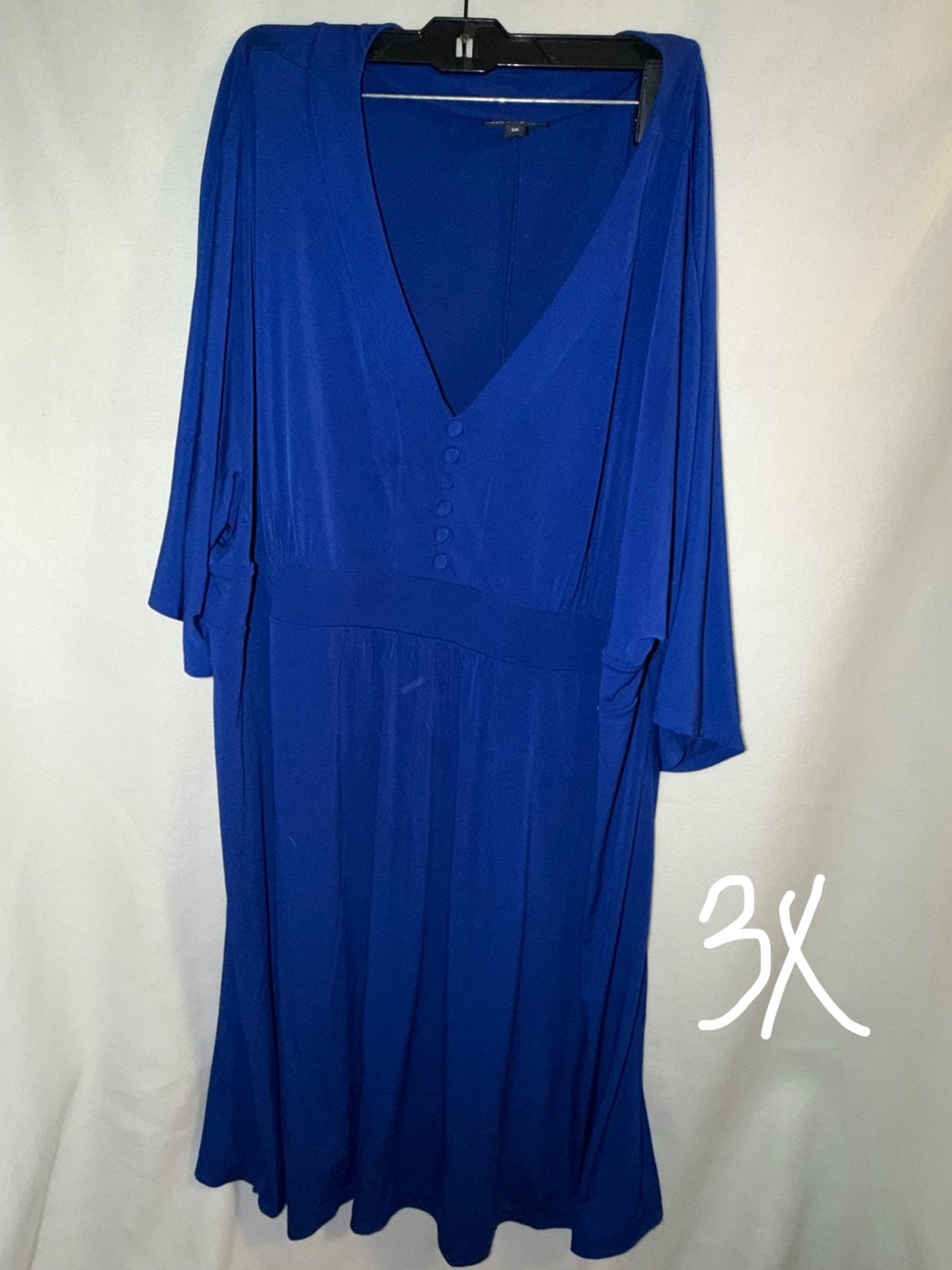 Royal Blue V-Neck Midi Dress